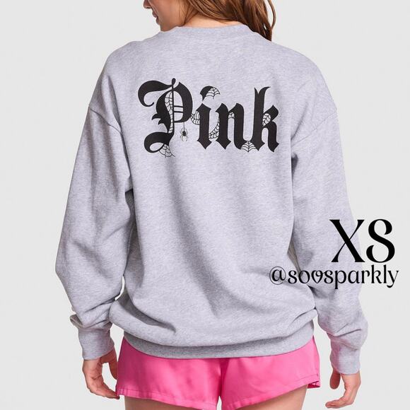 Victoria's Secret Pink Sweaters - VS PINK Limited Edition Fleece Halloween Spiderweb Pullover Crewneck Sweatshirt
